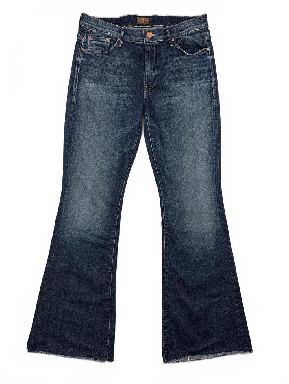 MOTHER The Weekender Fray Flare Jeans Skunk At The Tea Party Size 30 Boho Chic